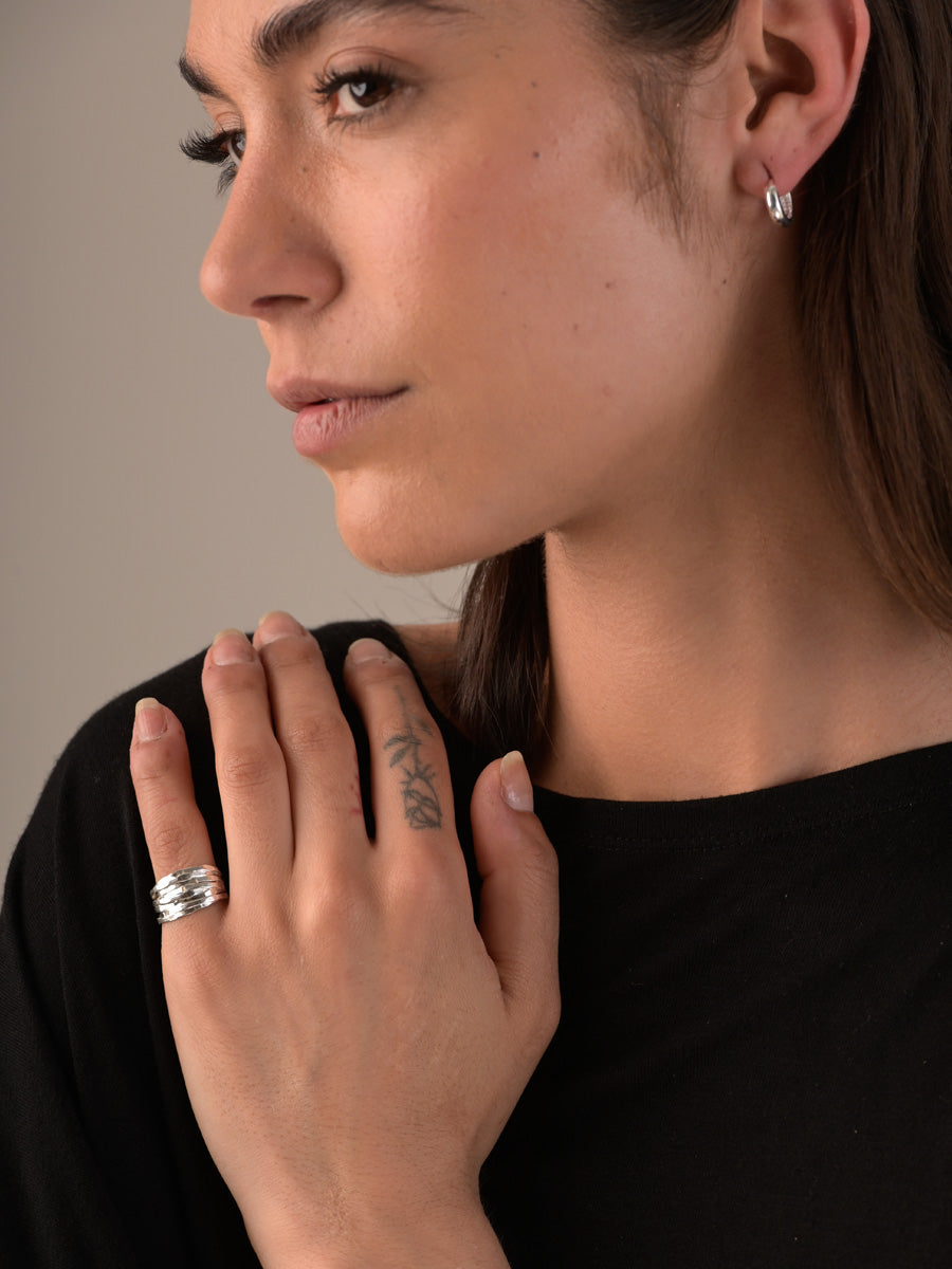 Bague texturée en argent Sterling