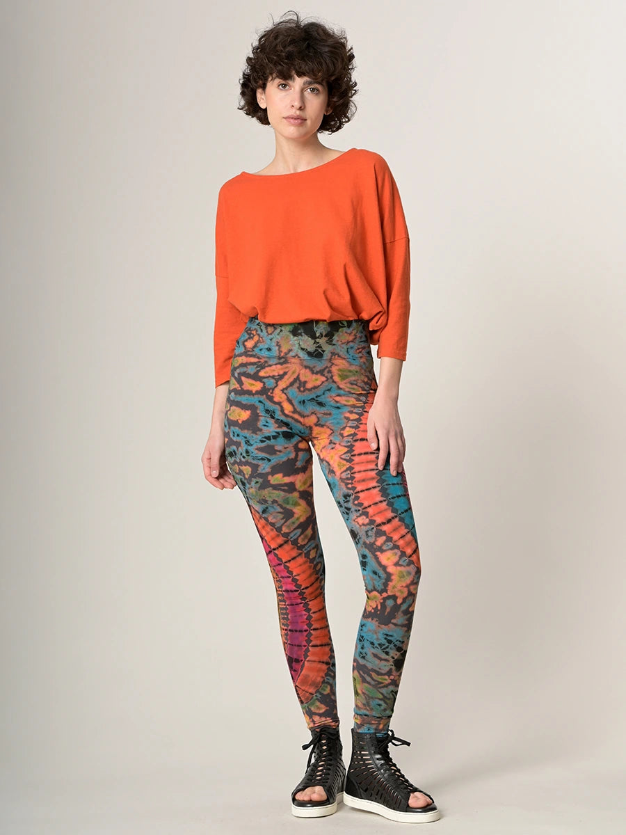 Legging tie-dye - Turquoise & rouille