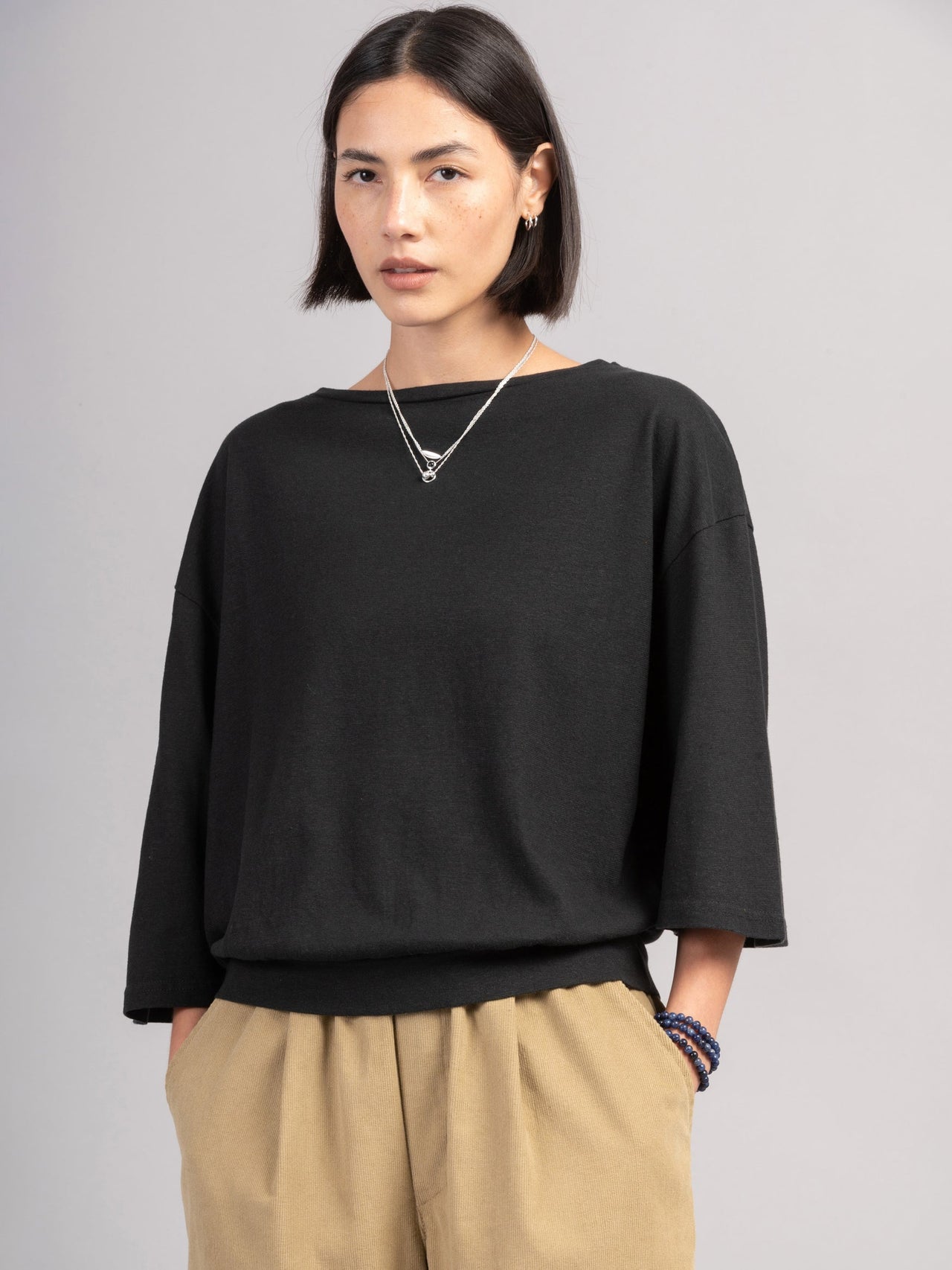 T-shirt à manches larges en chanvre et coton biologique