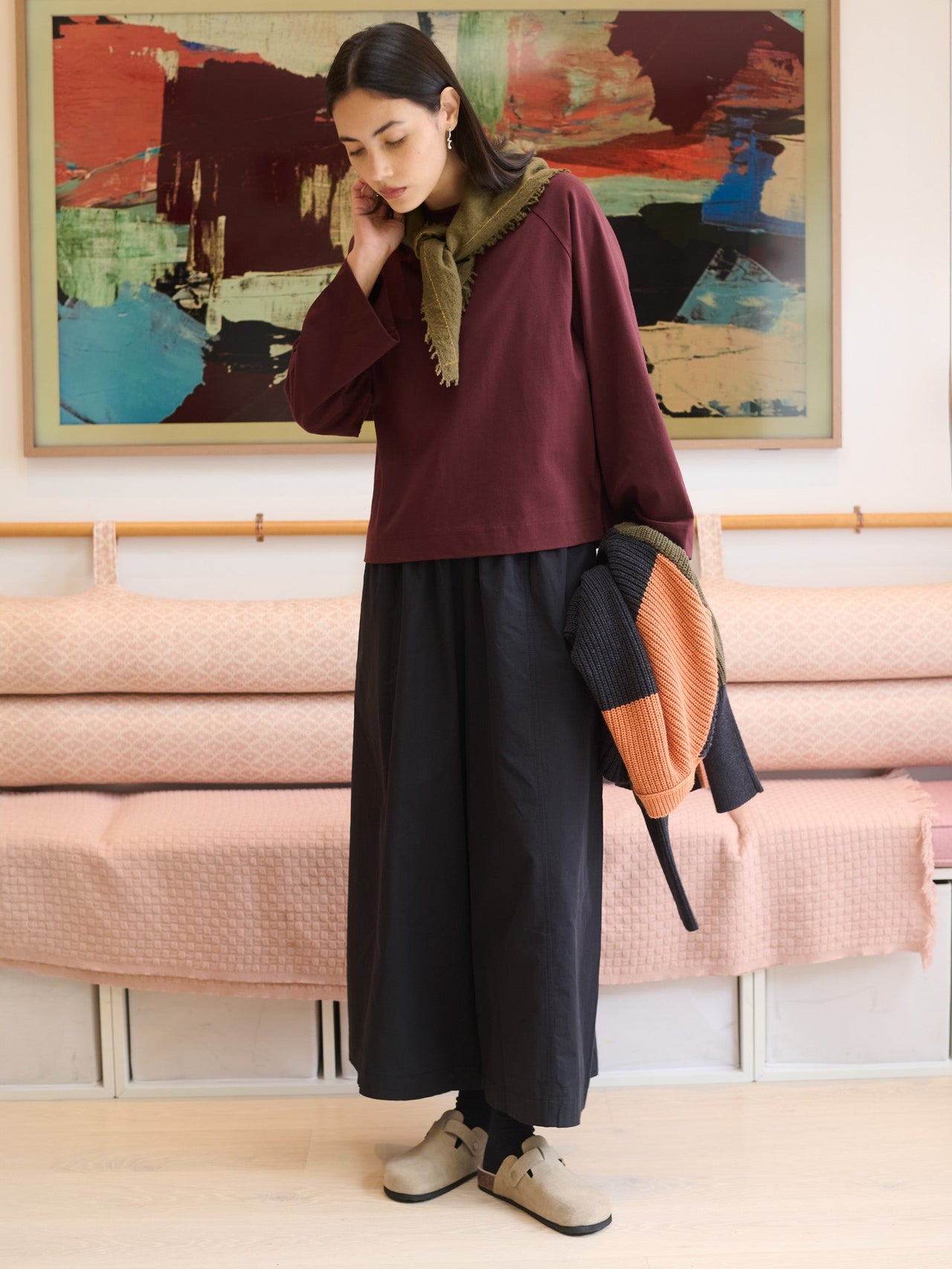 Yasai - Waffle Cotton Raglan Wide Sleeve T-shirt