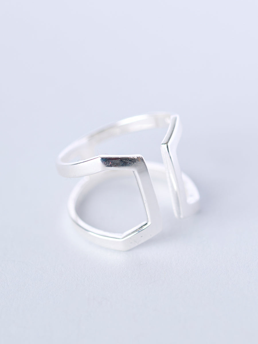 Sterling Silver Square Shape Wrap Ring
