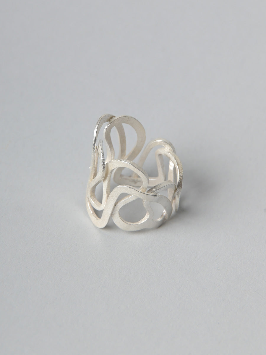 Sterling Silver Fluid Line Statement Ring