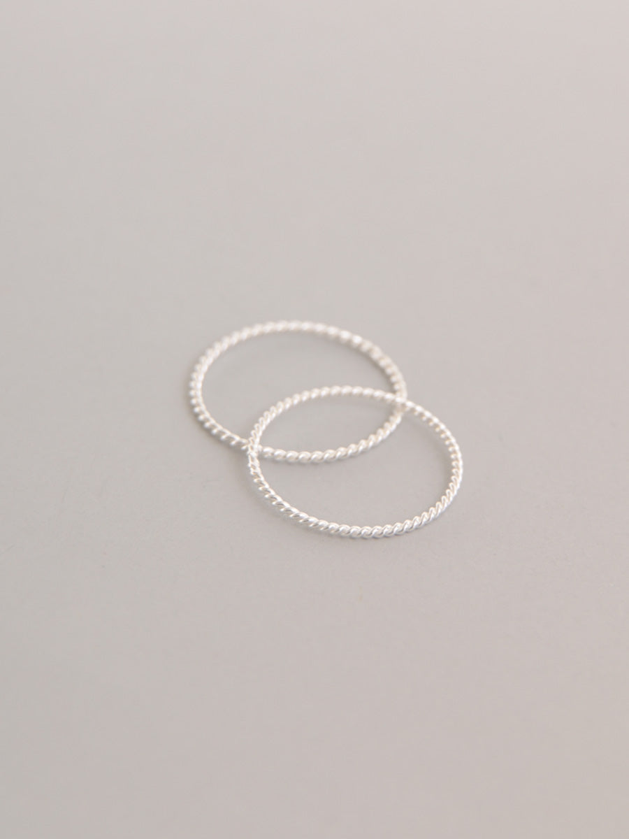 Sterling Silver Twisted Stacking Ring - Set Of Two