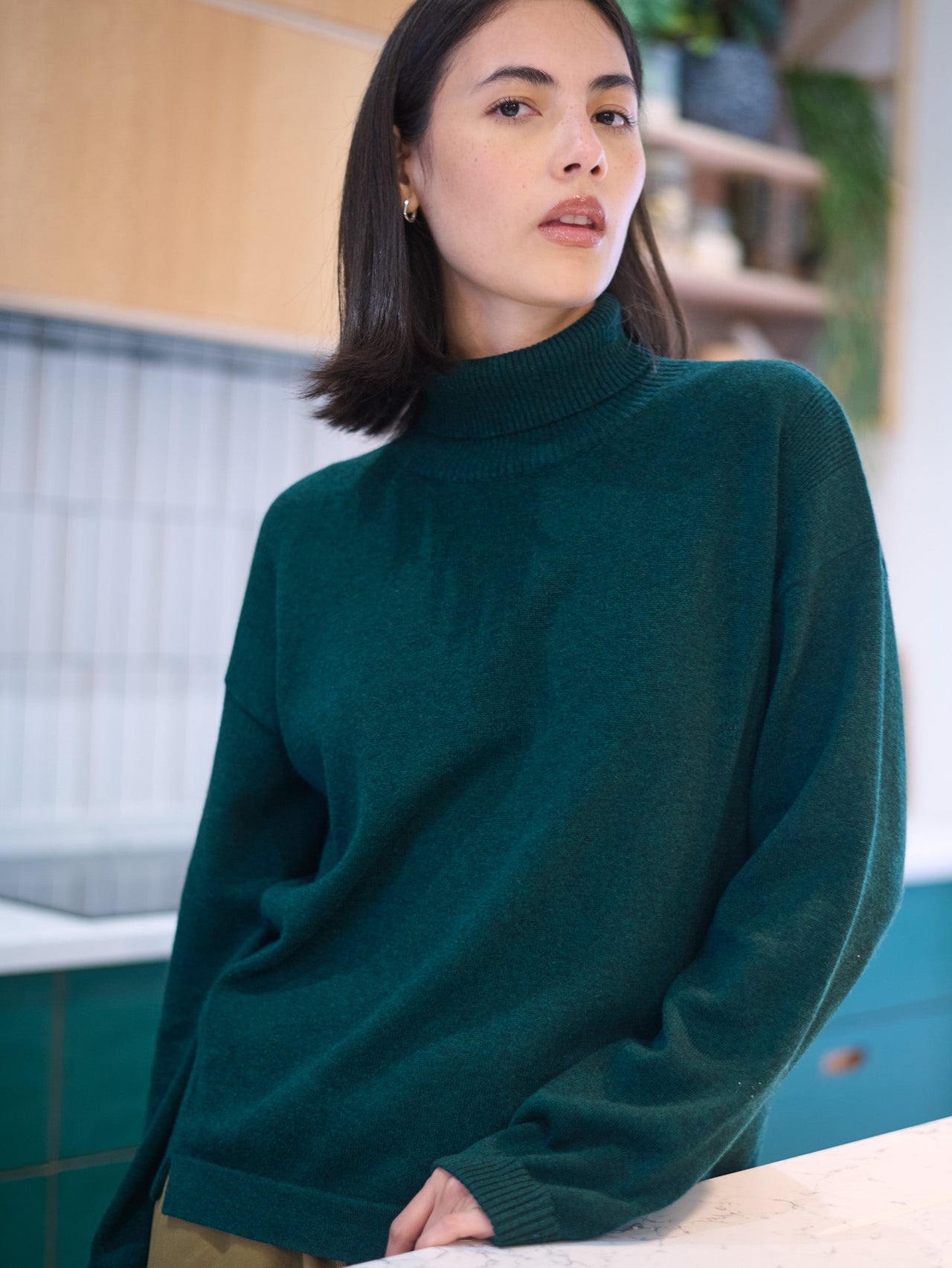 Kume - Pull à col roulé en coton et cachemire mélangés