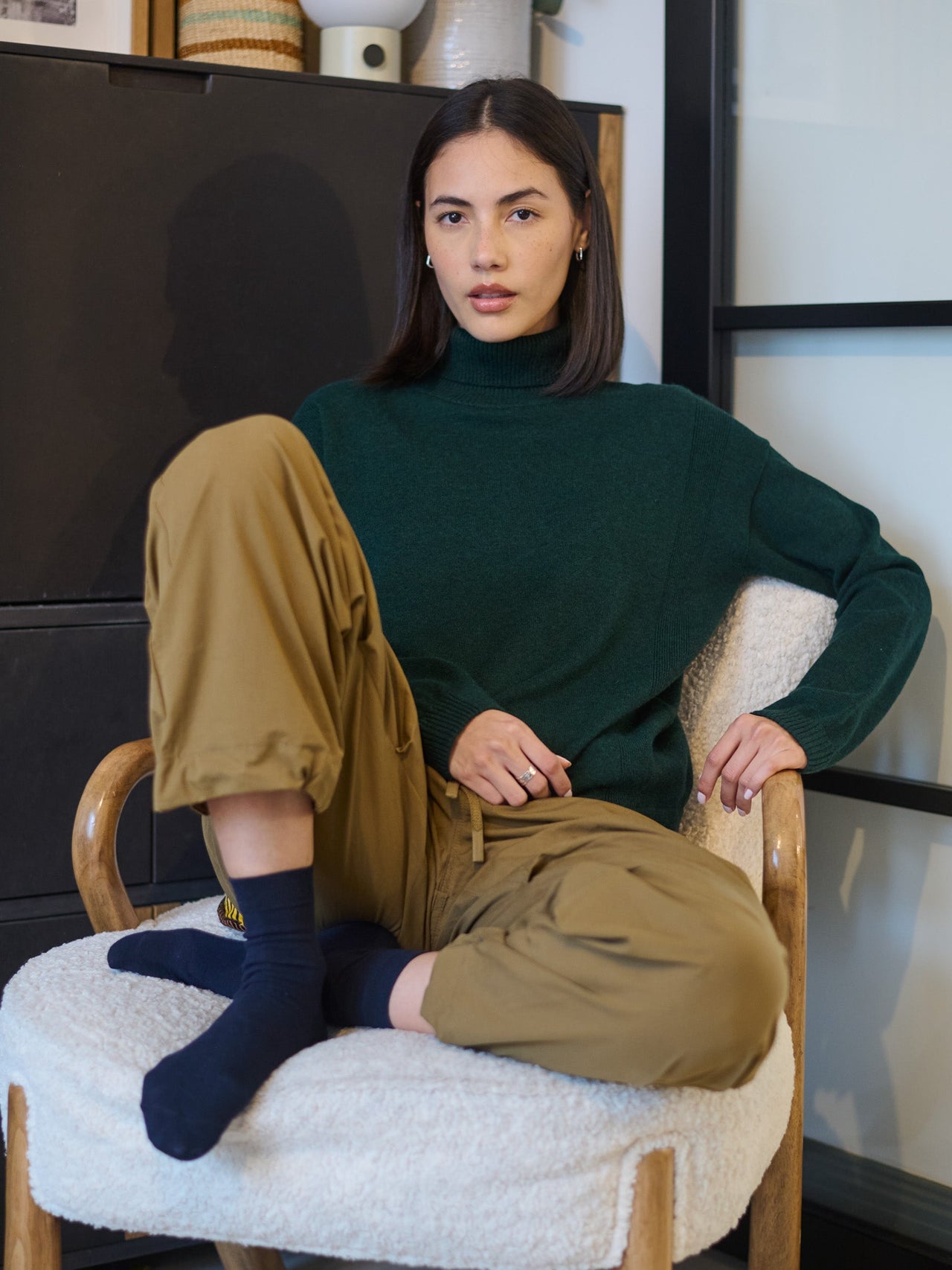 Kume - Pull à col roulé en coton et cachemire mélangés