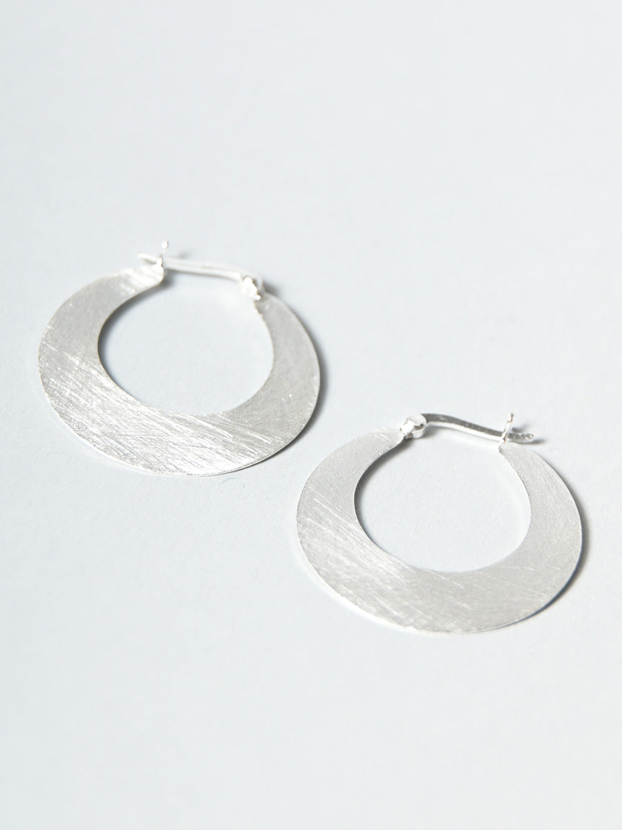 Sterling silver flat hoop earrings - large