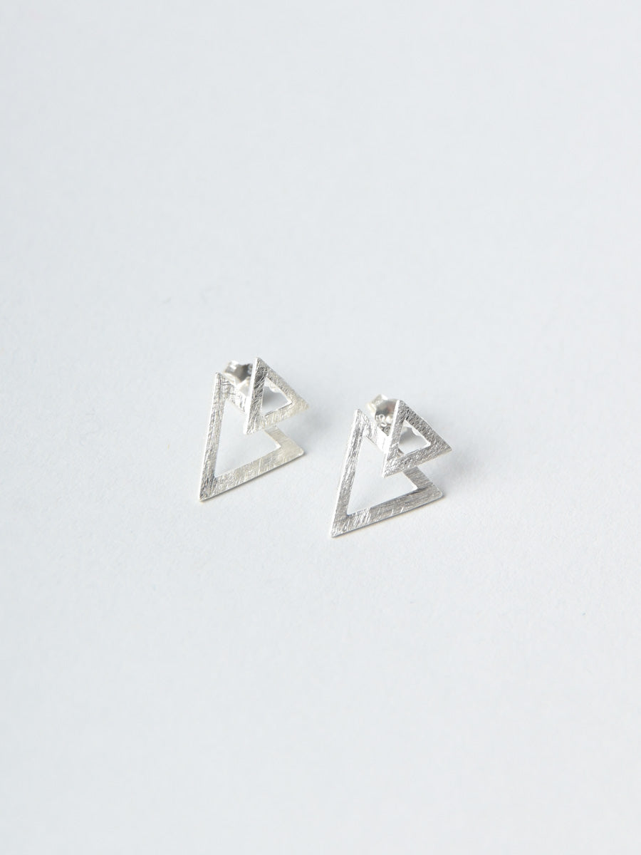 Sterling Silver Duo Triangle Earrings