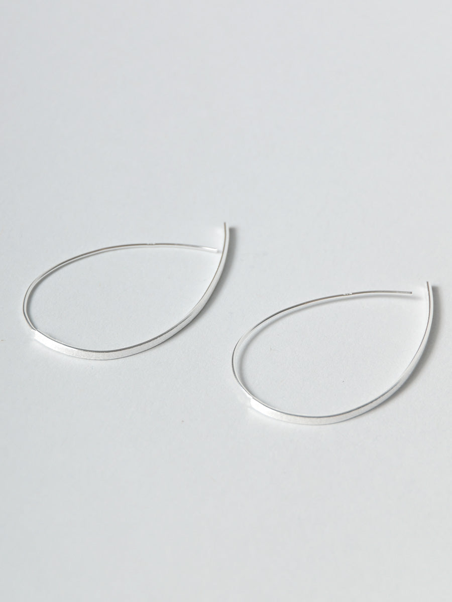 Sterling Silver Thread Through Curved Long Bar Earrings