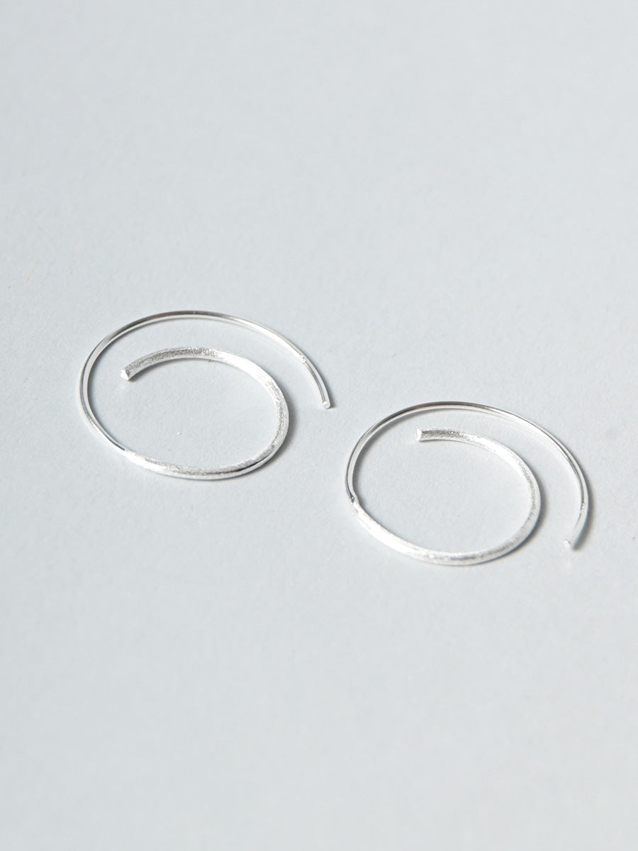 Sterling Silver Thread Through Curved Bar Earrings