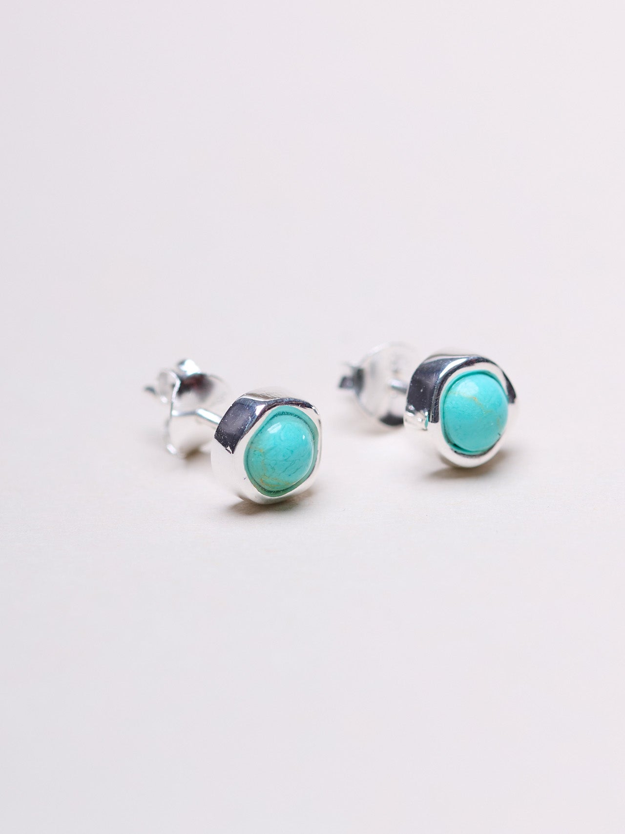 Sterling Silver Turquoise Gemstone Stud Earrings