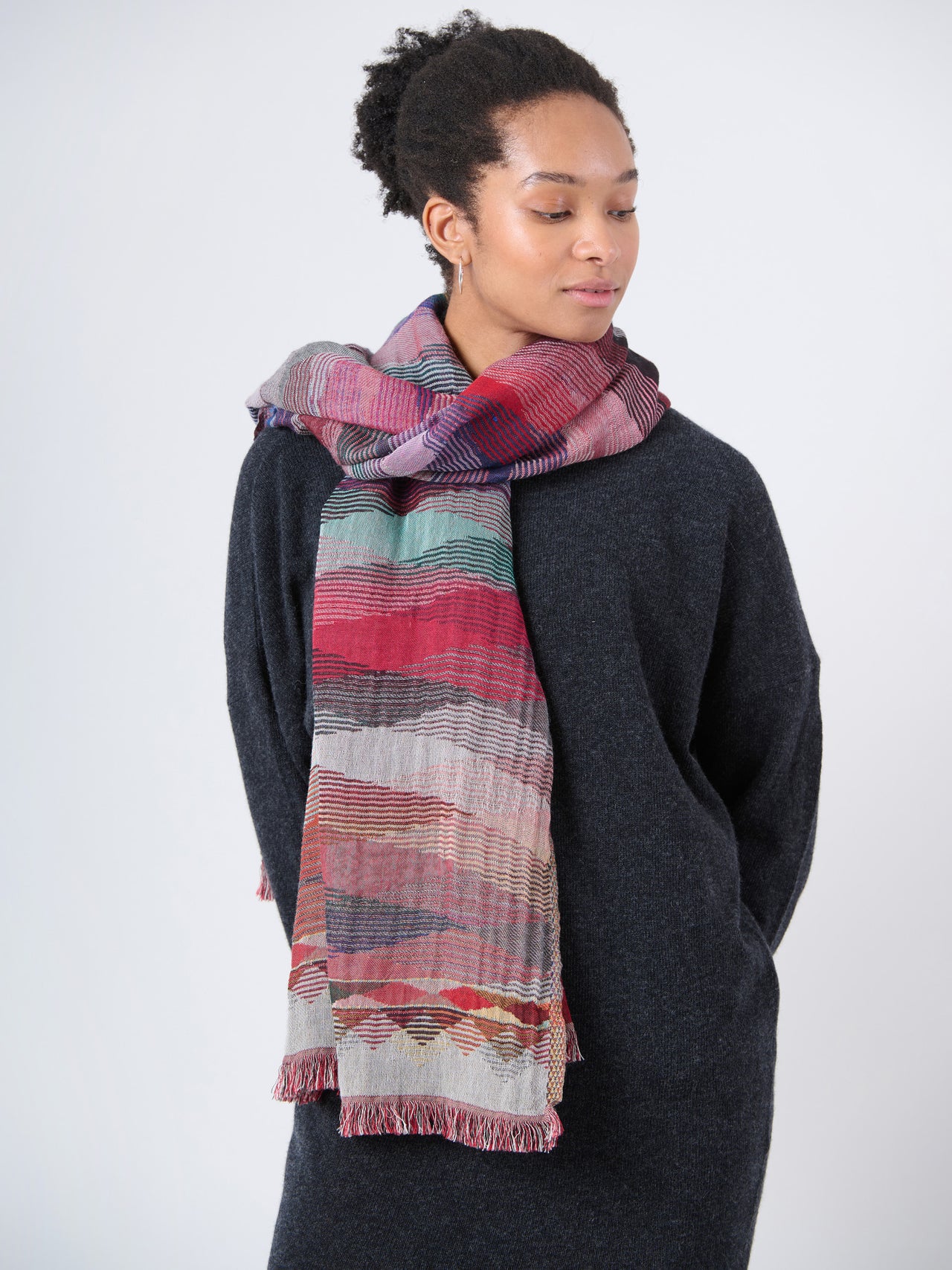  Wool Cotton Jacquard Scarf - Ray 
