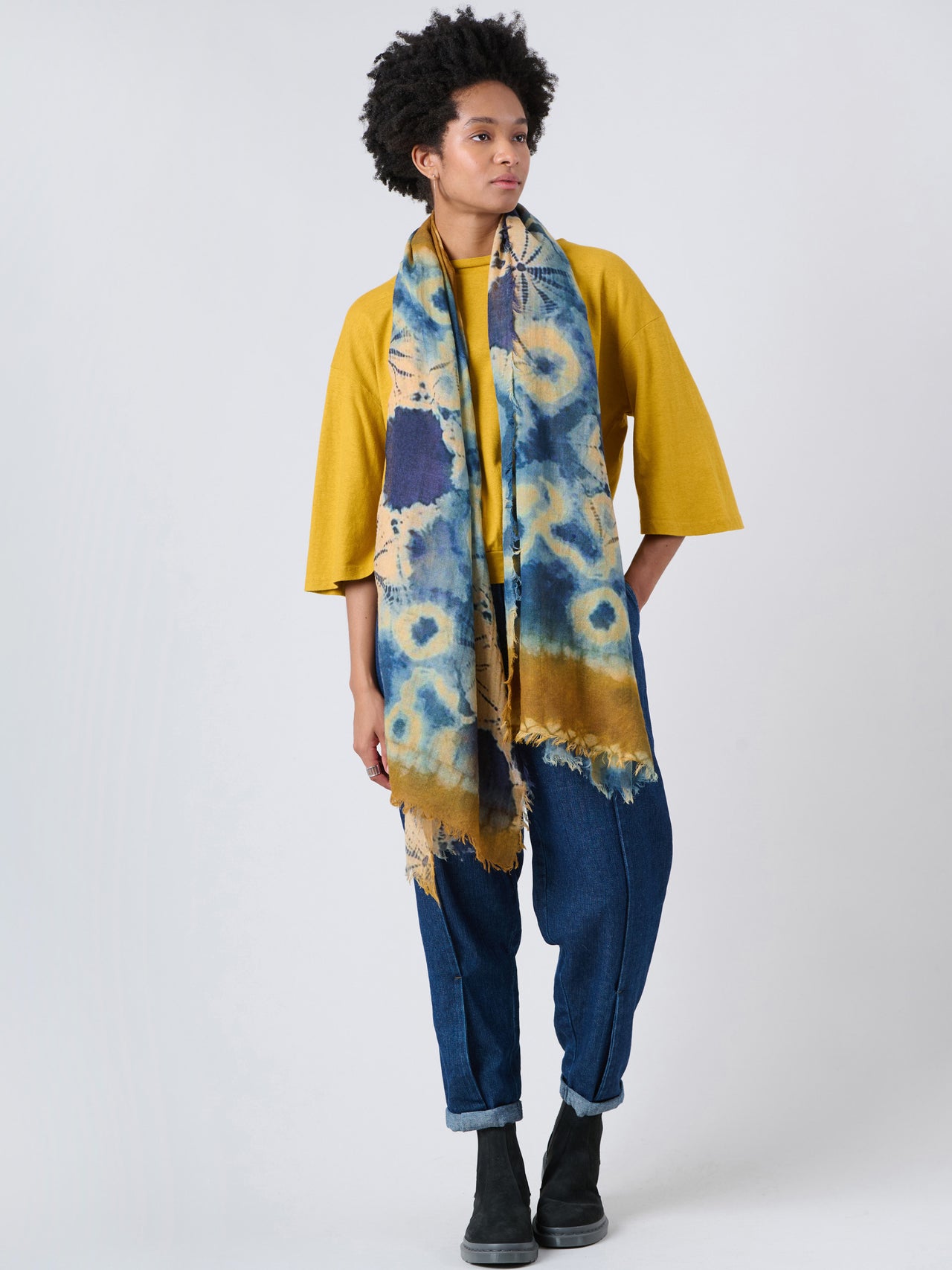 Écharpe en laine fine - Shibori