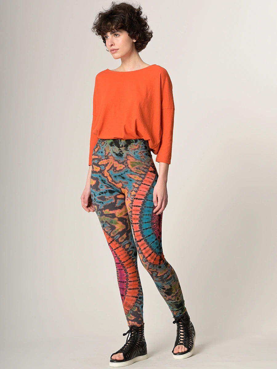 Legging tie-dye - Turquoise & rouille