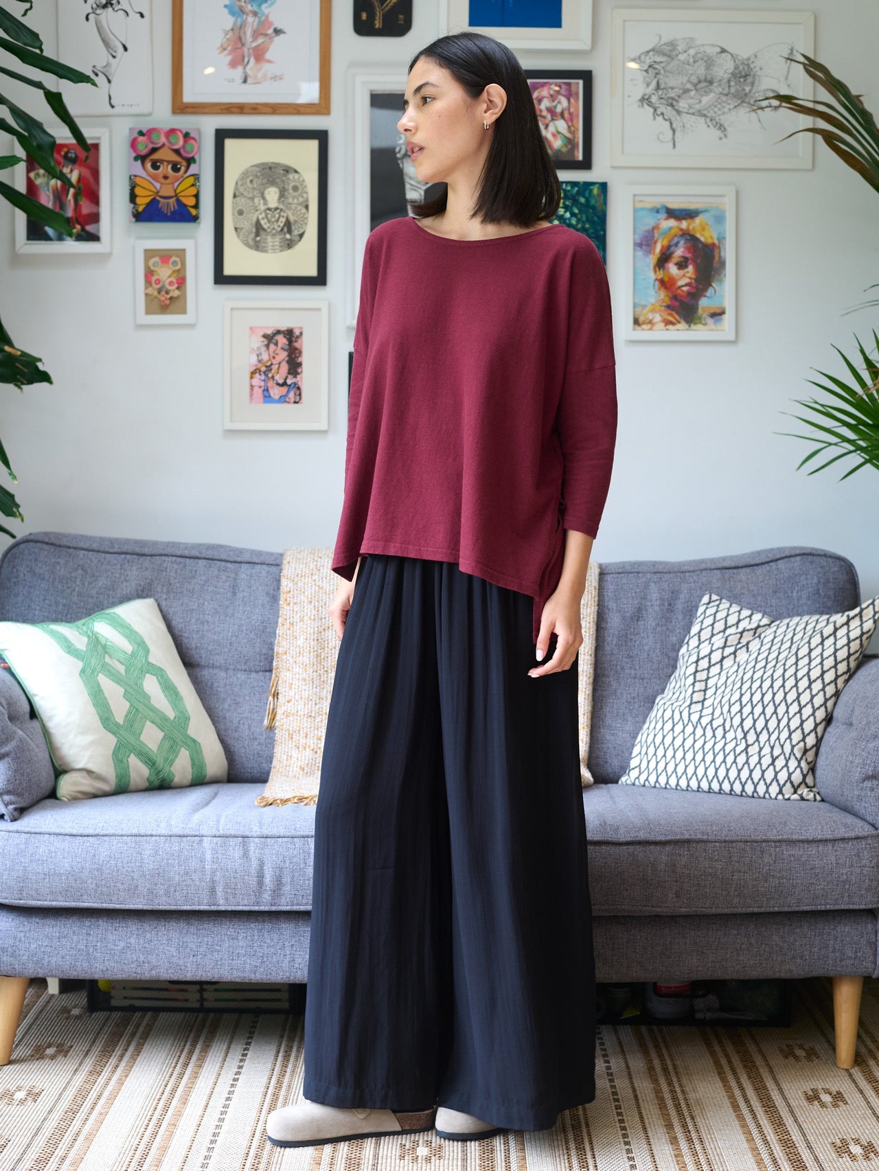 Nicobar - Pantalon large en coton fin batiste