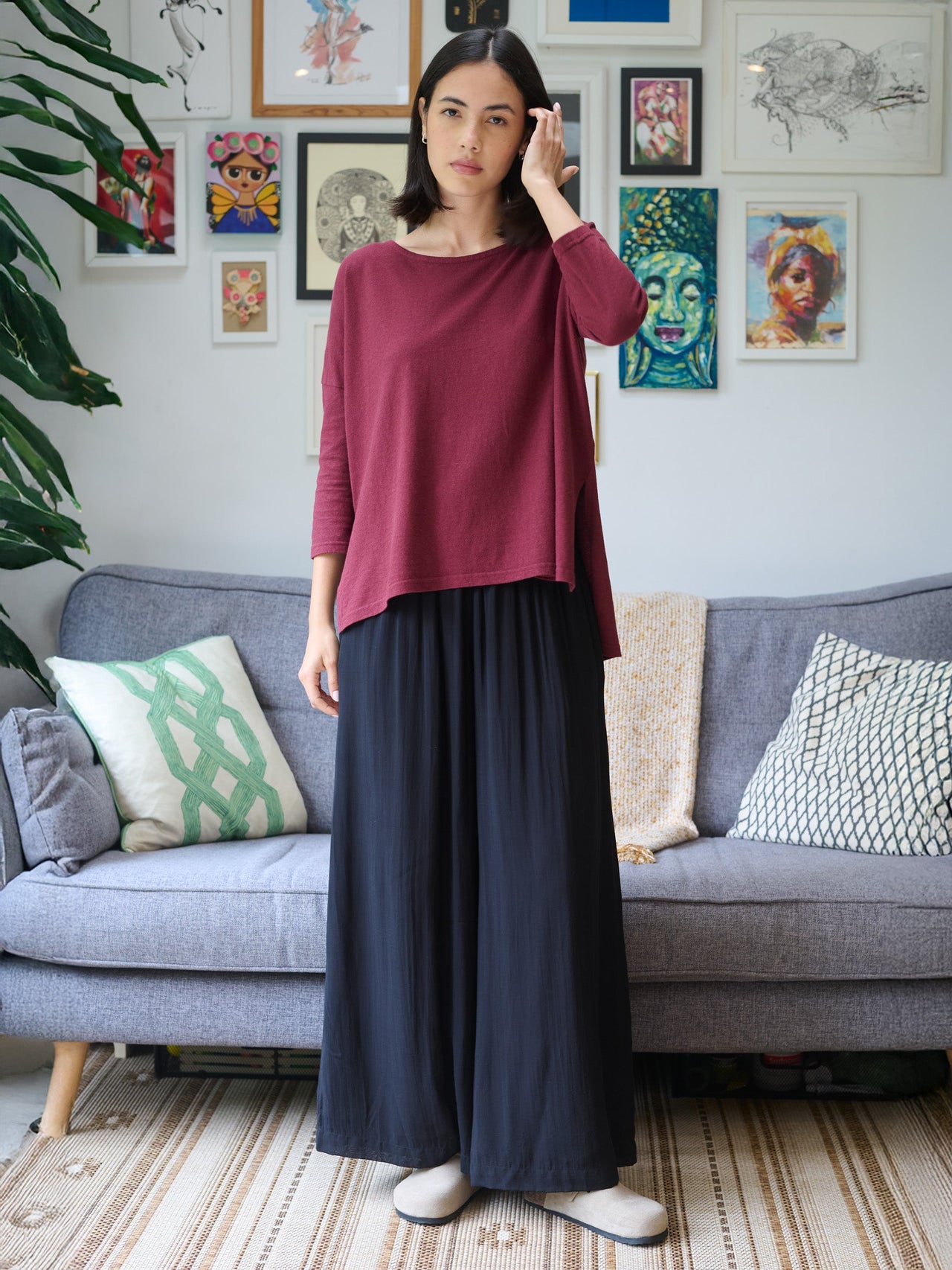 Nicobar - Pantalon large en coton fin batiste