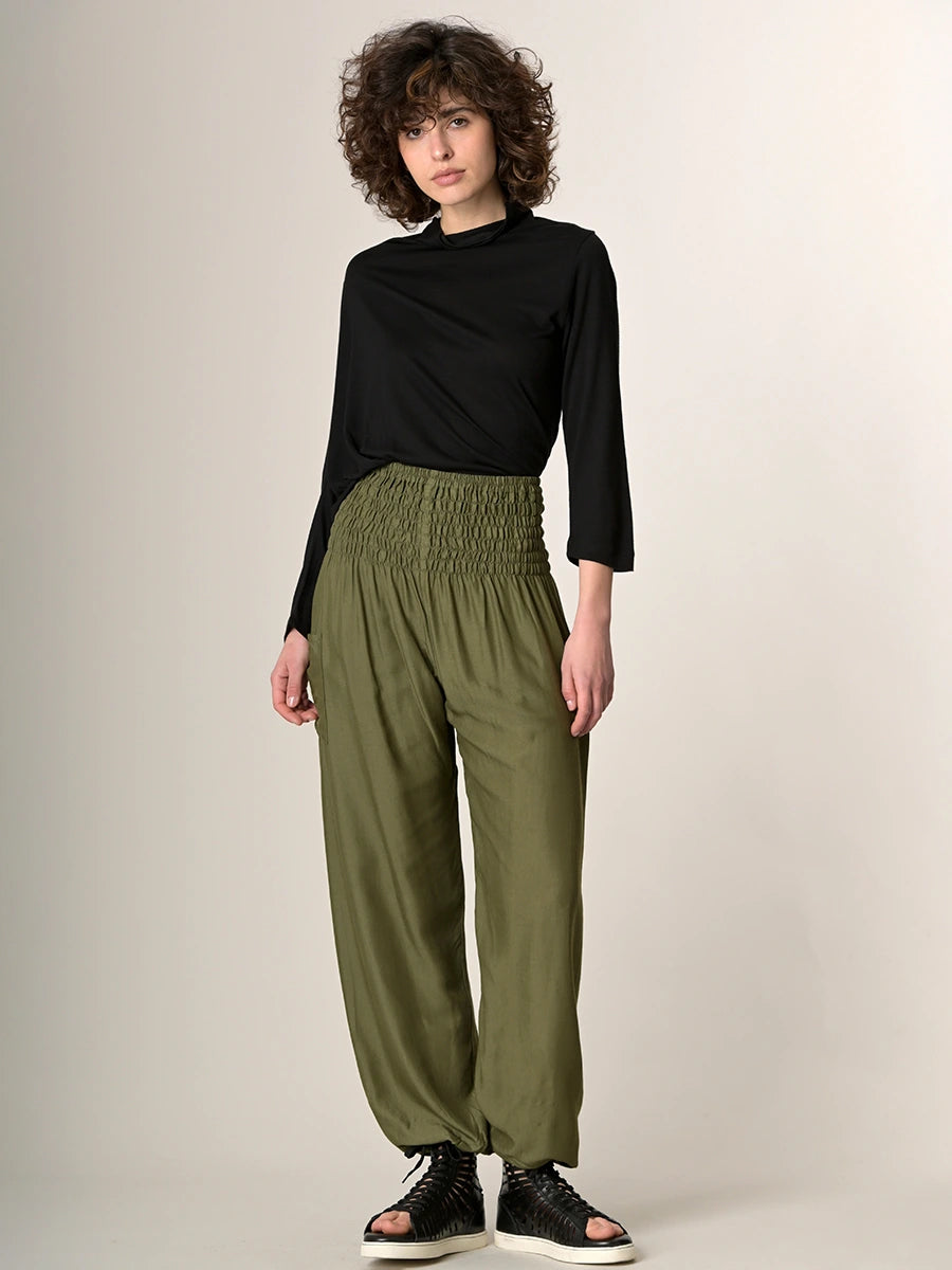 Pantalon bouffant couleur unie