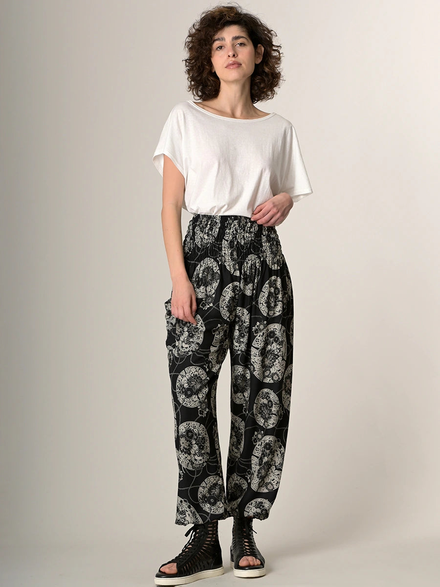 "Harem Original" - Pantalon bouffant imprimé fleurs orientales