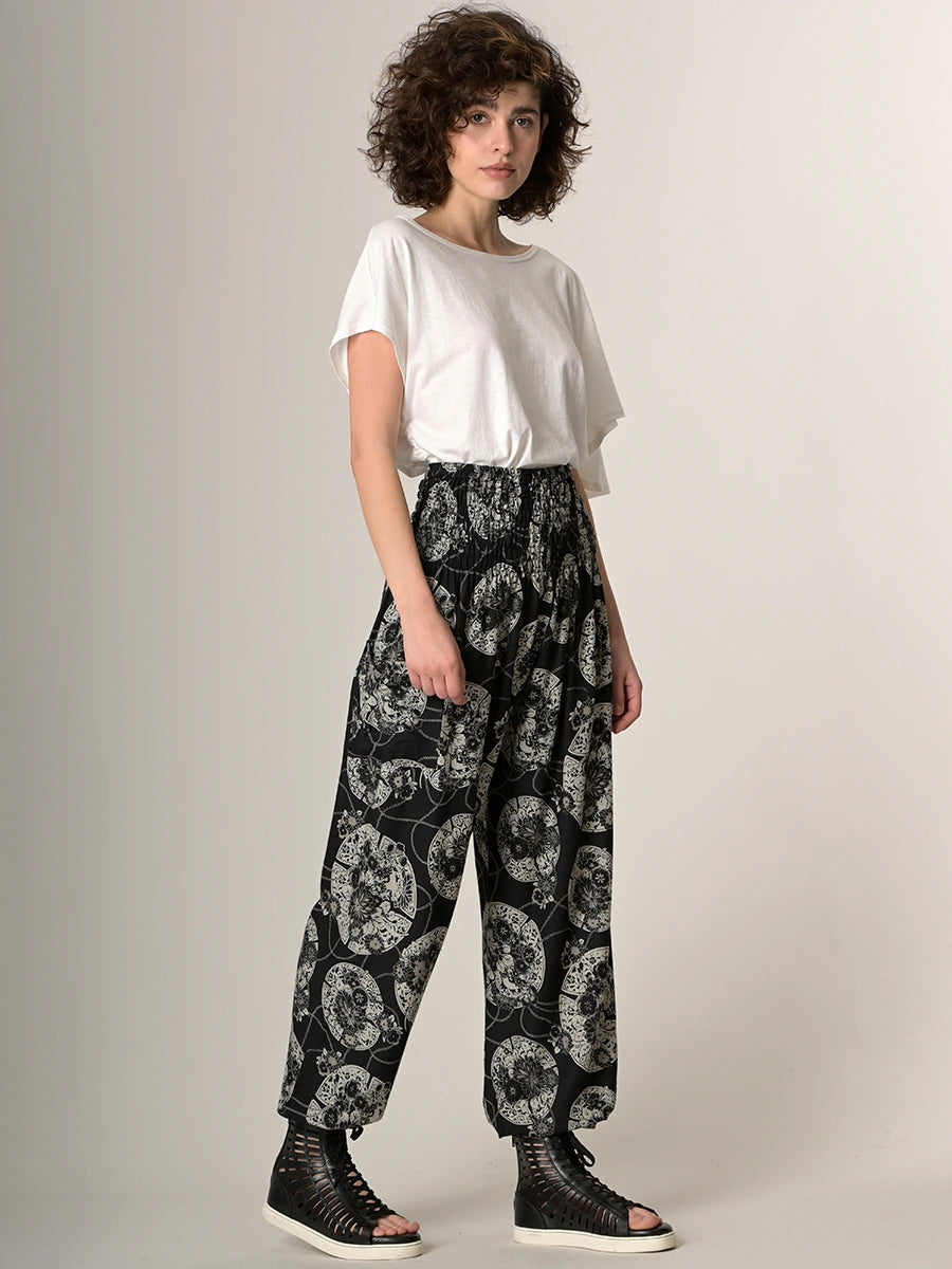 "Harem Original" - Pantalon bouffant imprimé fleurs orientales