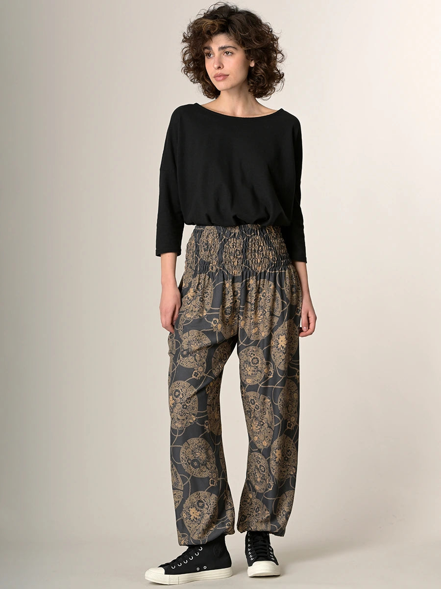 Harem Original - Pantalon bouffant fleurs orientales - Olive