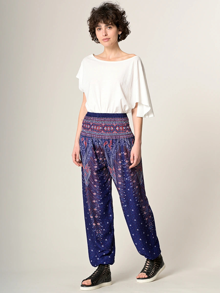 "Harem Original" - Pantalon bouffant imprimé paon