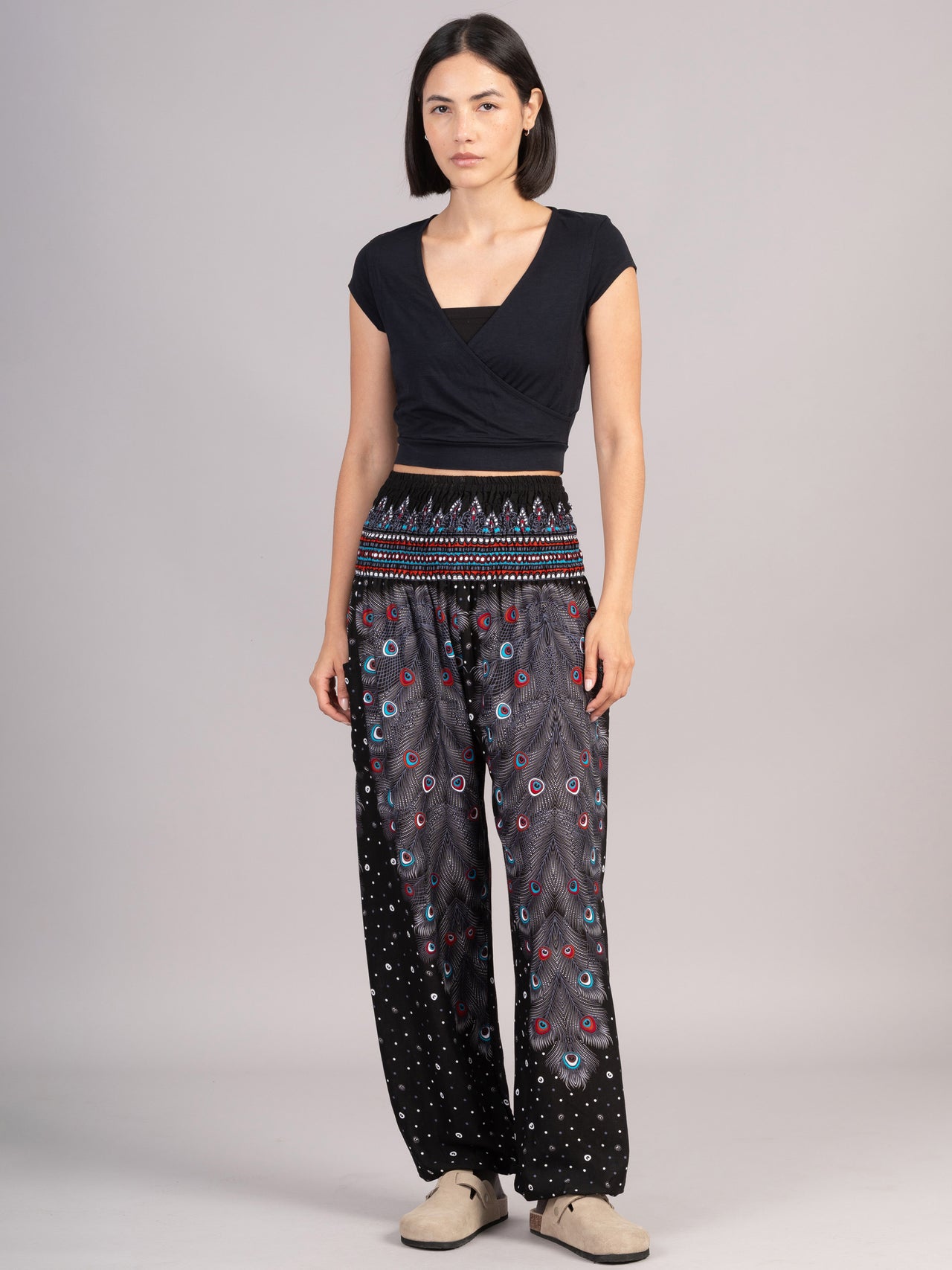 Peacock Feathers Harem Pants - High Crotch