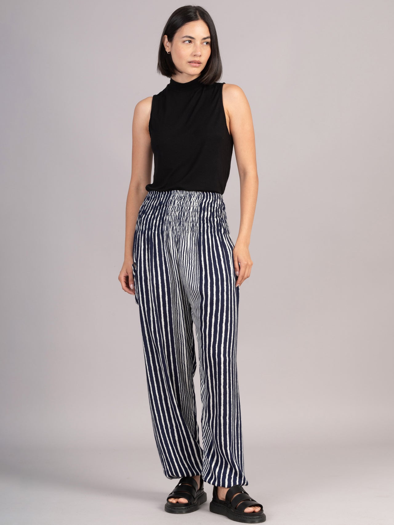 Stripe Harem Pants - High Crotch