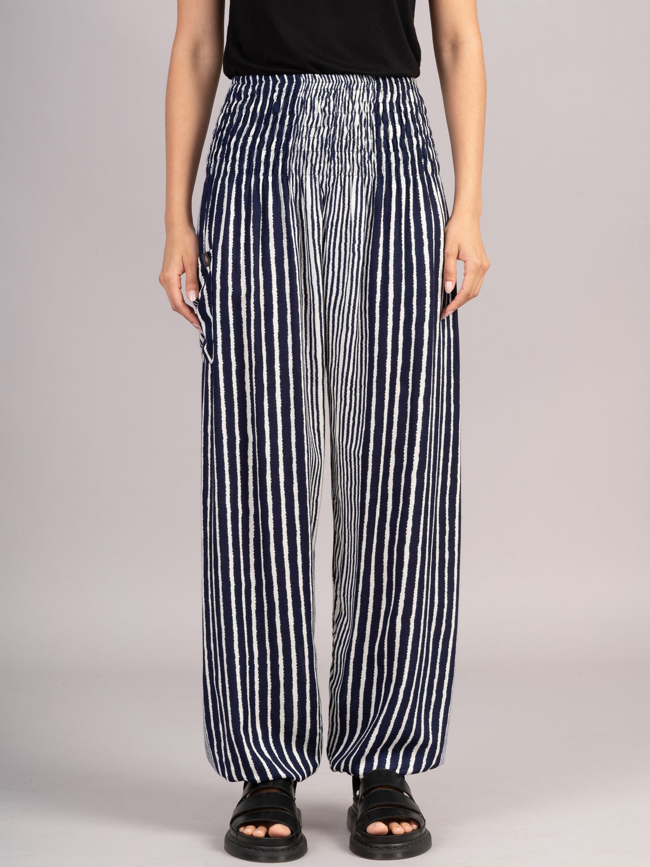 Stripe Harem Pants - High Crotch