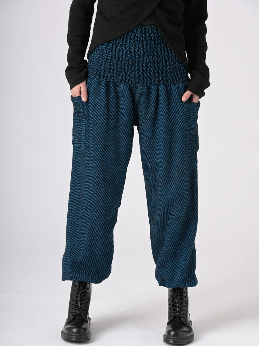 Navy stripe wool harem pants - high crotch