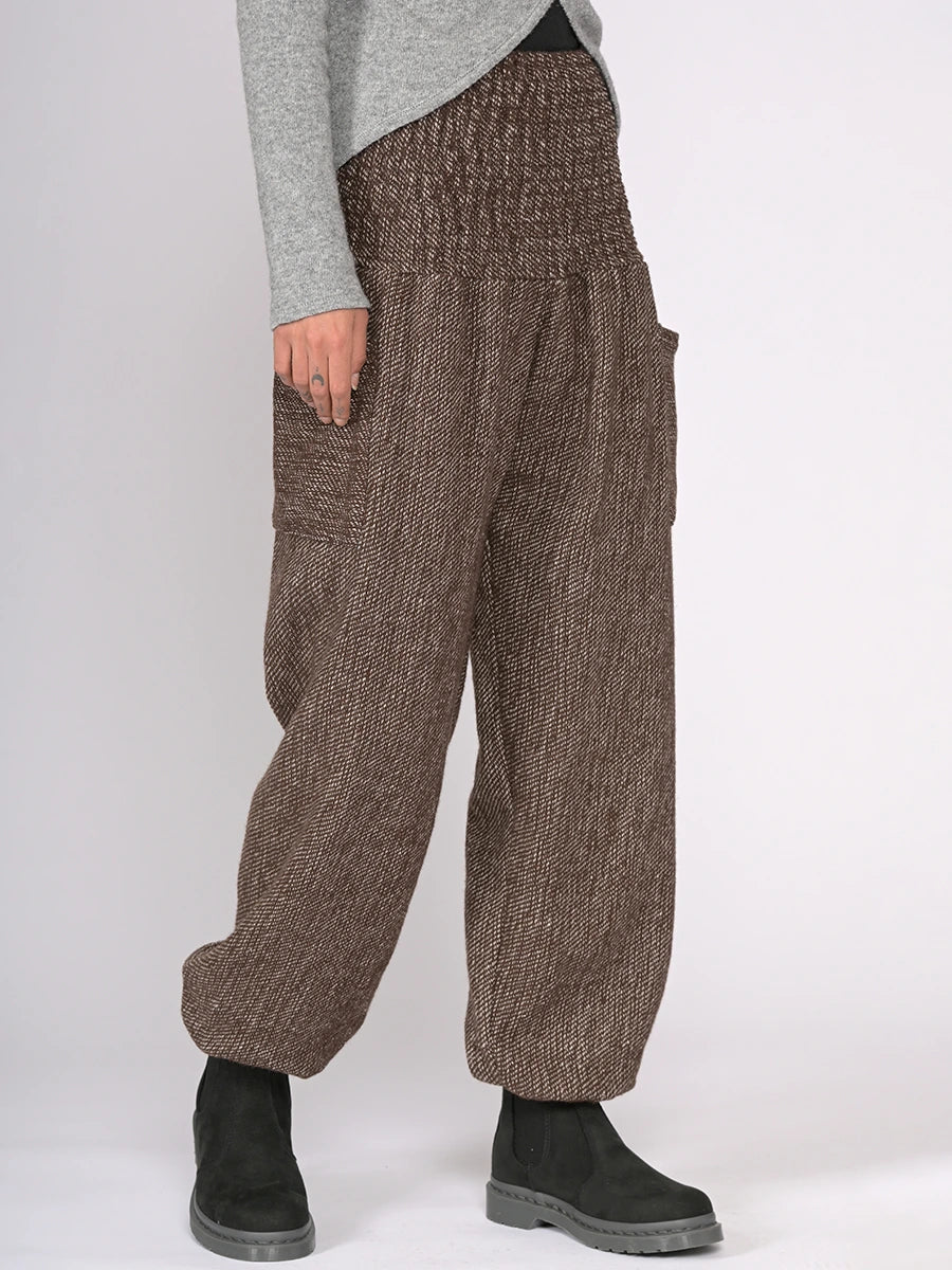 Rich chocolate wool harem pants - high crotch