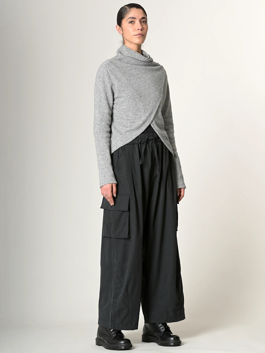 Tencel cotton wide leg cargo trousers