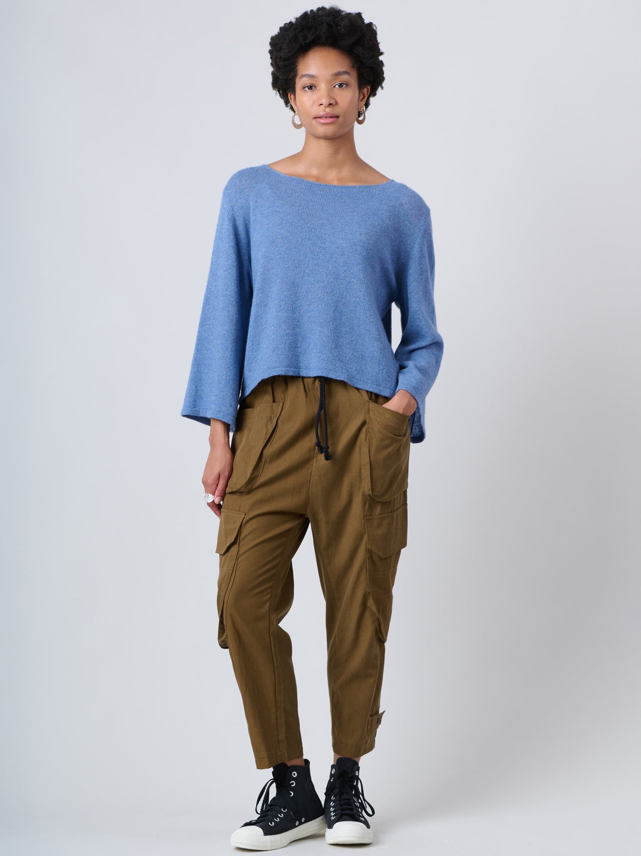 Pantalon cargo en coton TENCEL® à cordon de serrage