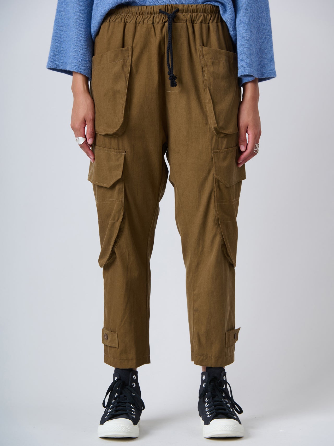 Pantalon cargo en coton TENCEL® à cordon de serrage