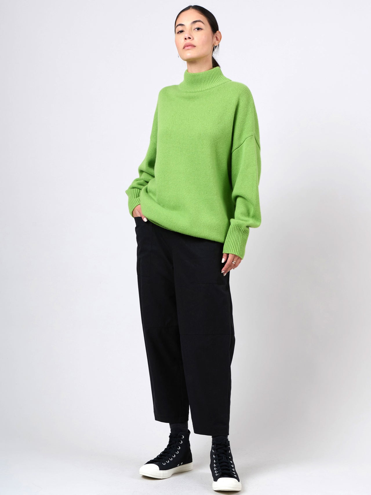 Lightweight Tencel® Cotton Cropped Barrel Leg Trousers