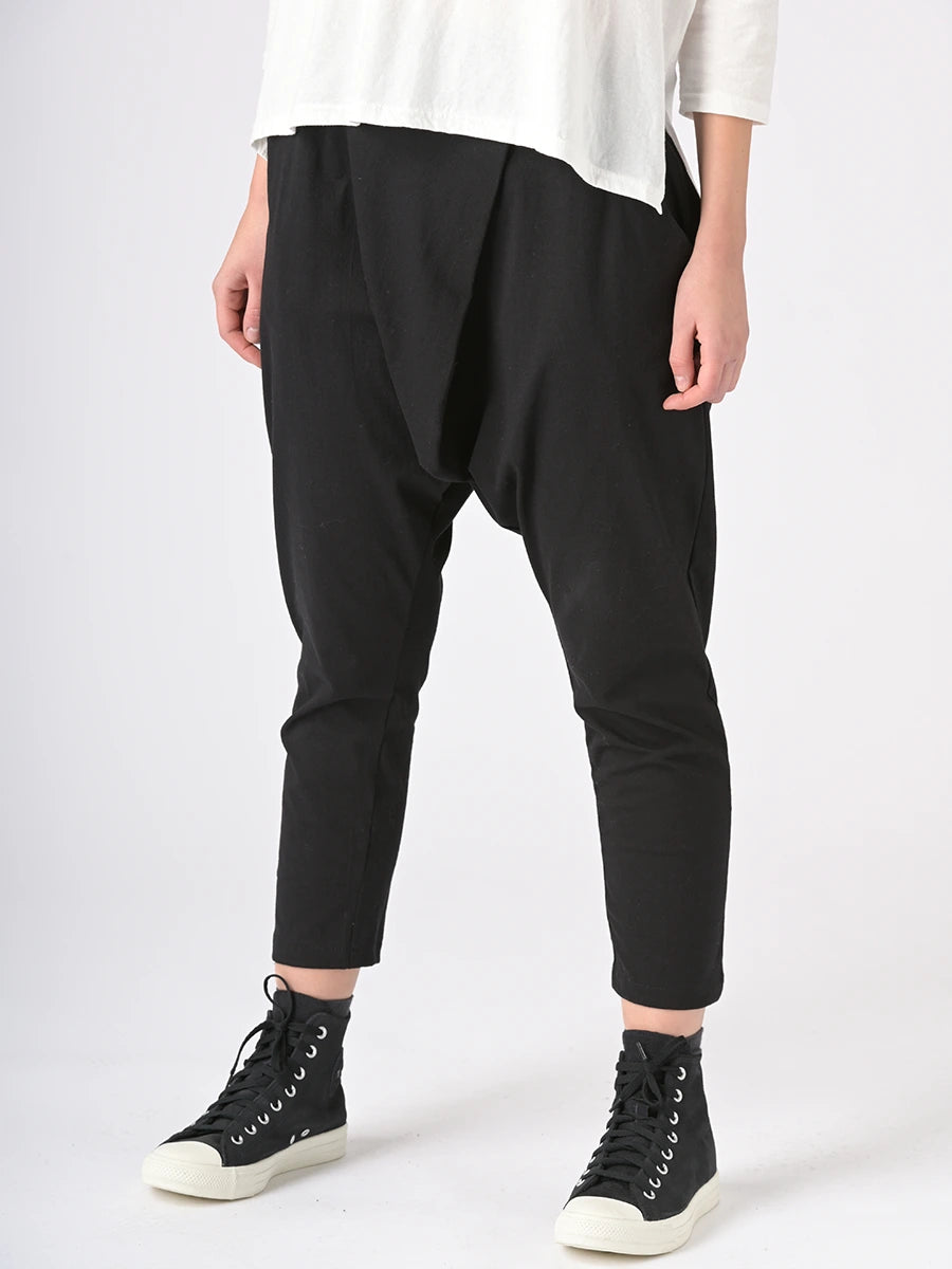 Cropped Wide Leg Cotton Trousers