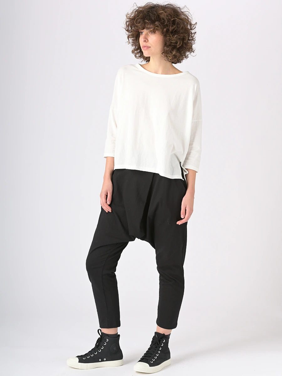 Cropped Wide Leg Cotton Trousers