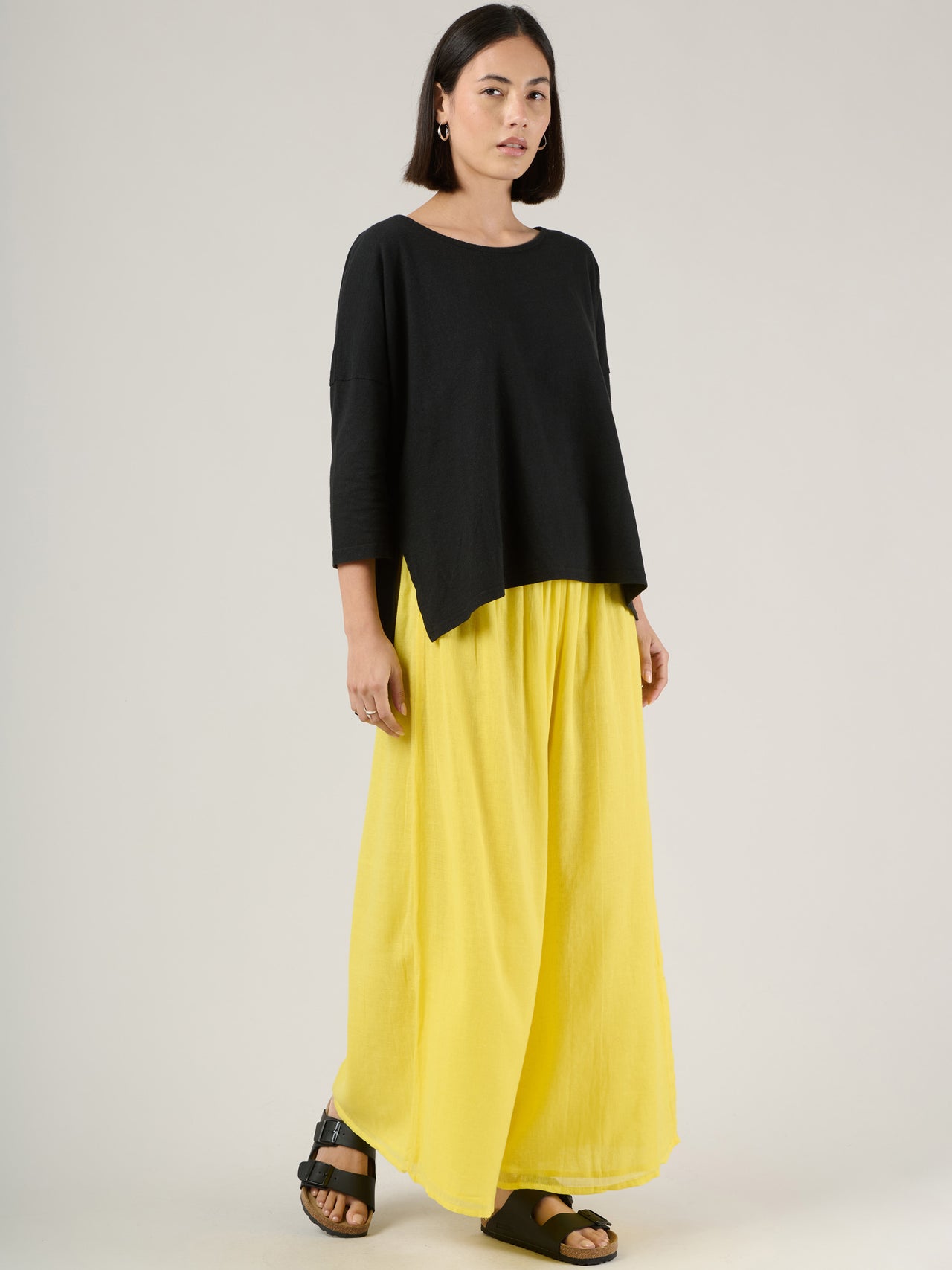 Fine cotton muslin wide leg trousers