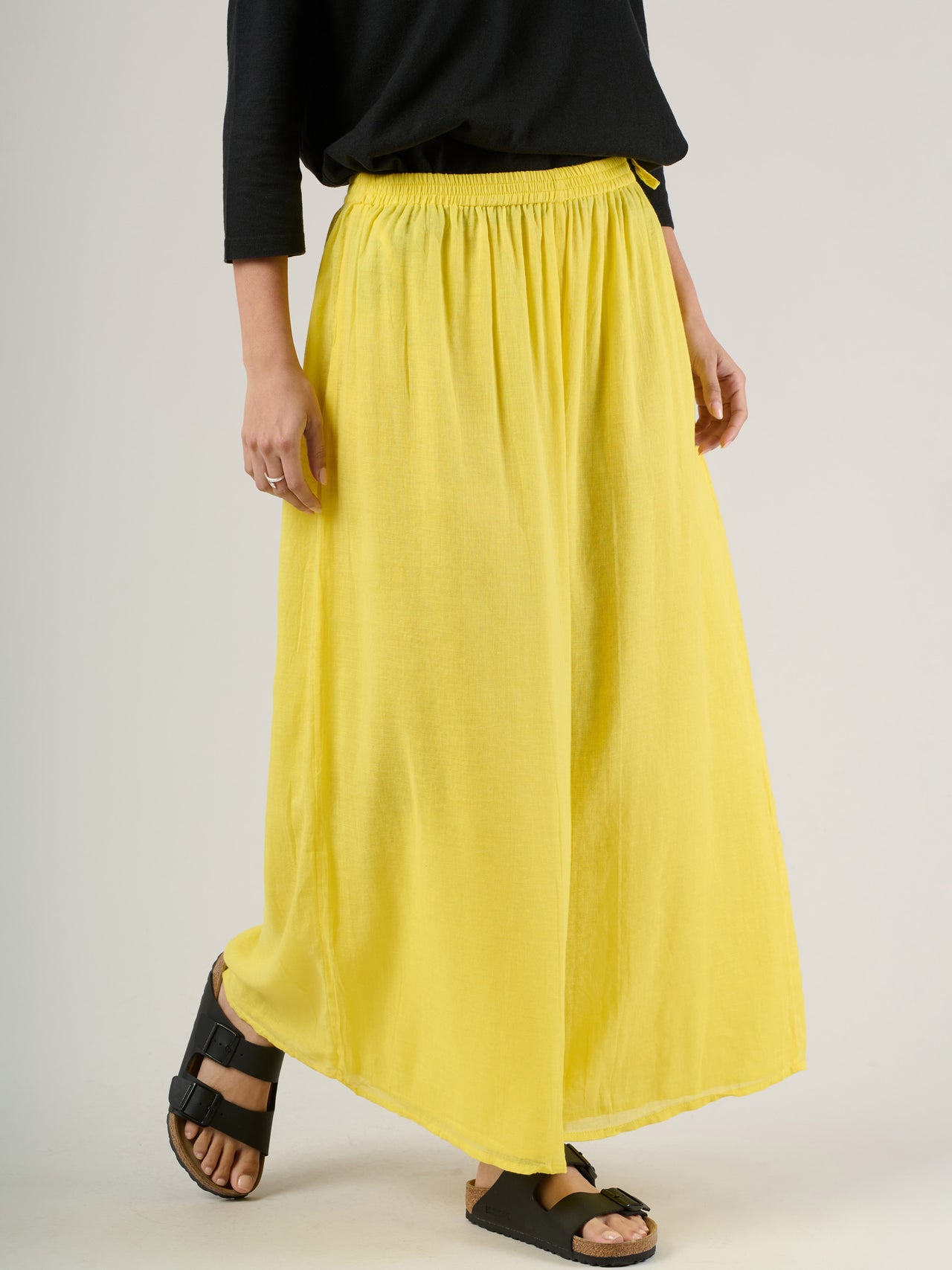 Pantalon large en mousseline de coton  - Jaune