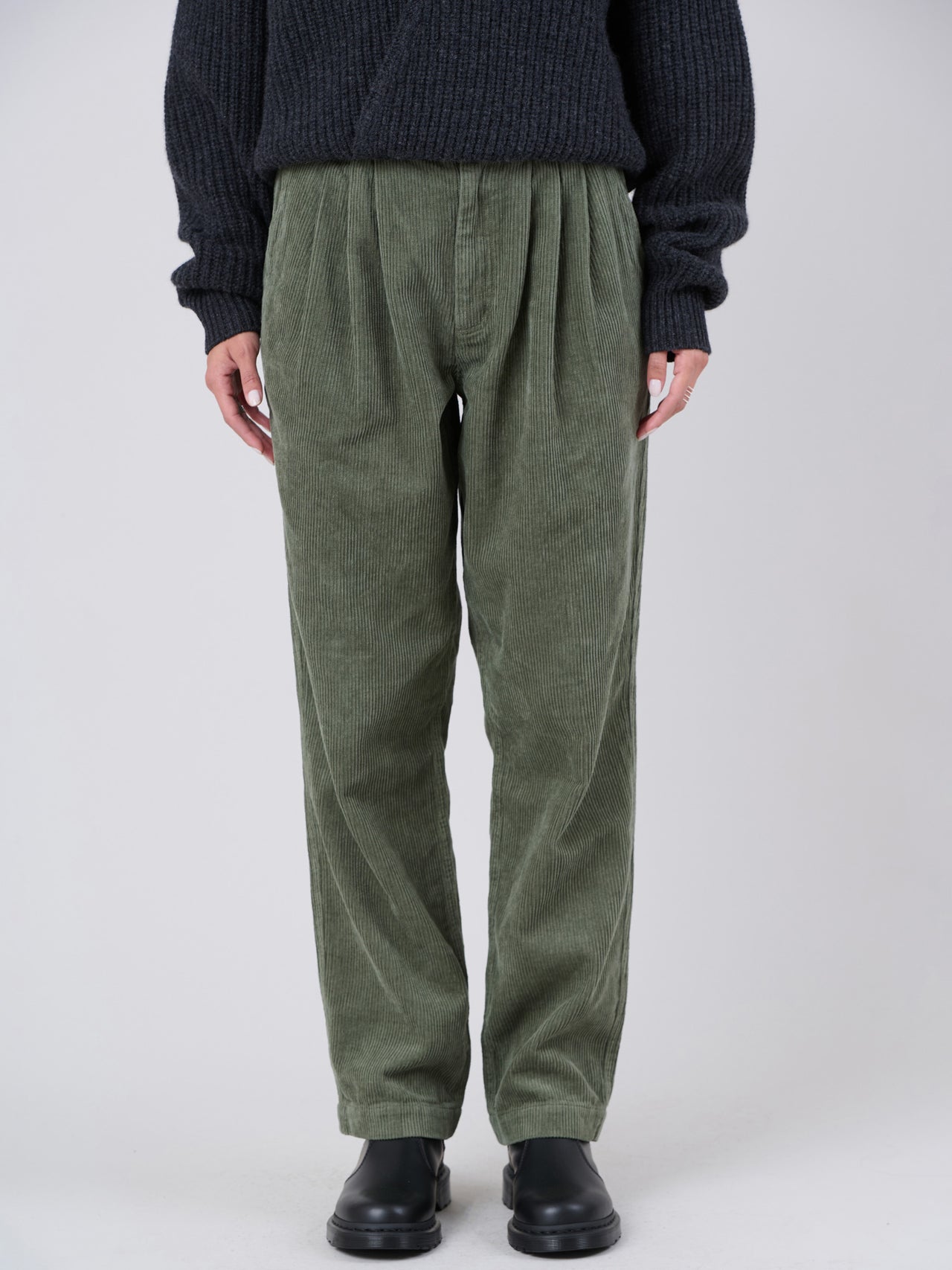 Hemp Organic Cotton Corduroy Front Pleats Trousers