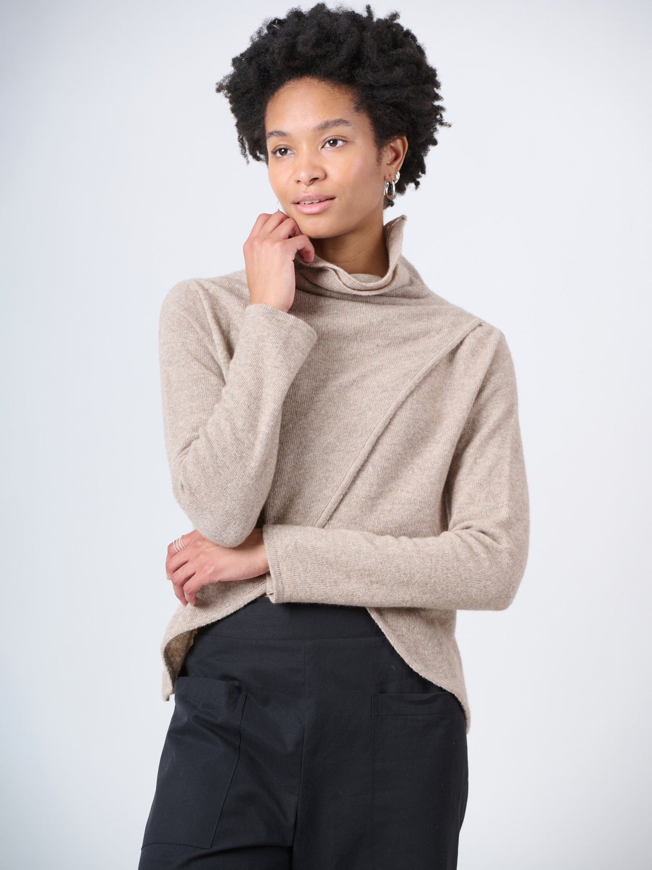 Merino wool blend wrap front sweater