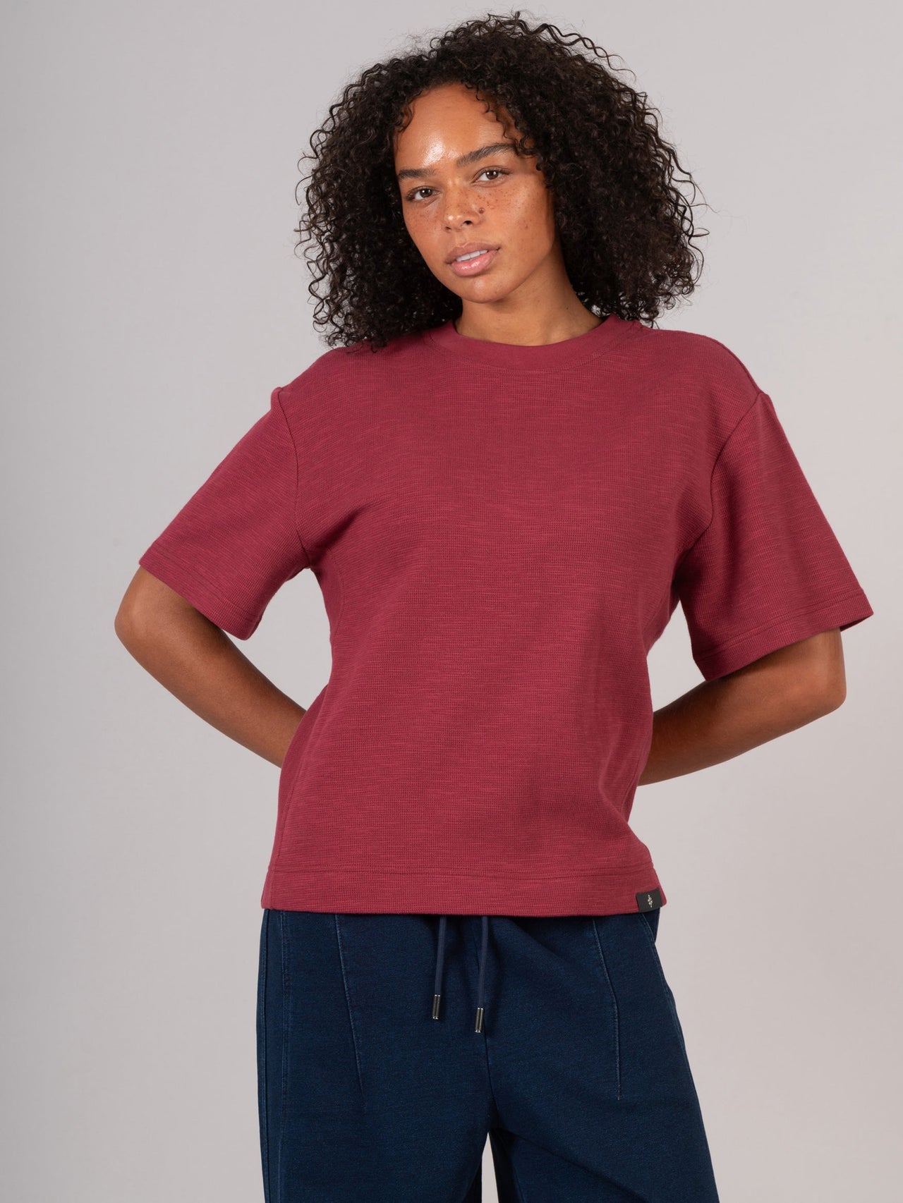 Vigo 1 - T-shirt à manches courtes en coton gaufré Cordovan