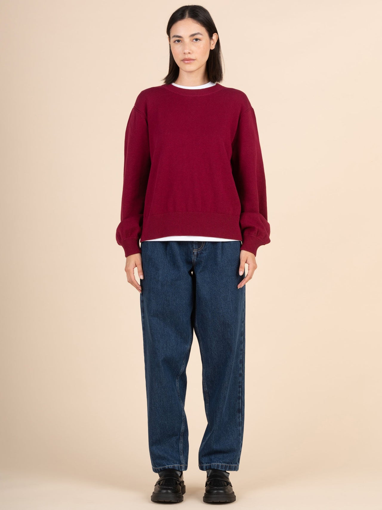 Waste Yarn Denim Side Pleat Jeans