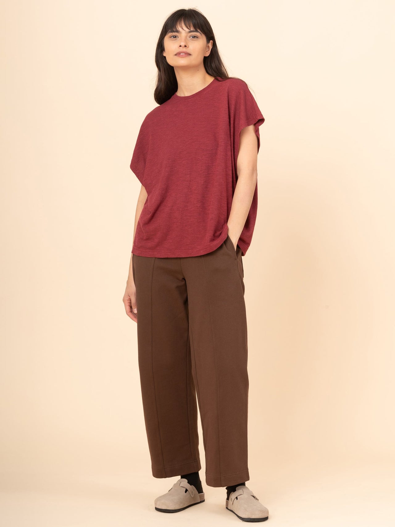 Sable - Pantalon droit molletonné en coton