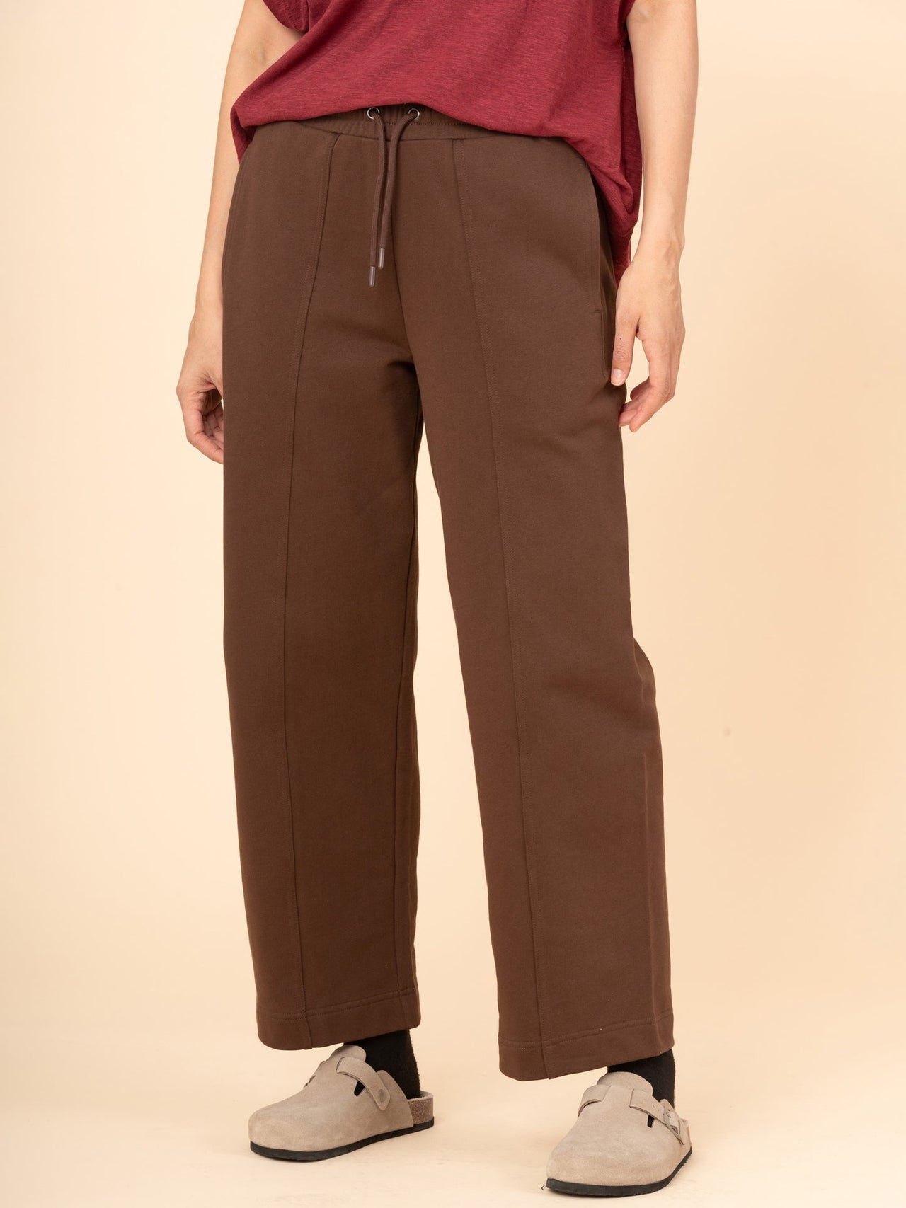Sable - Pantalon droit molletonné en coton