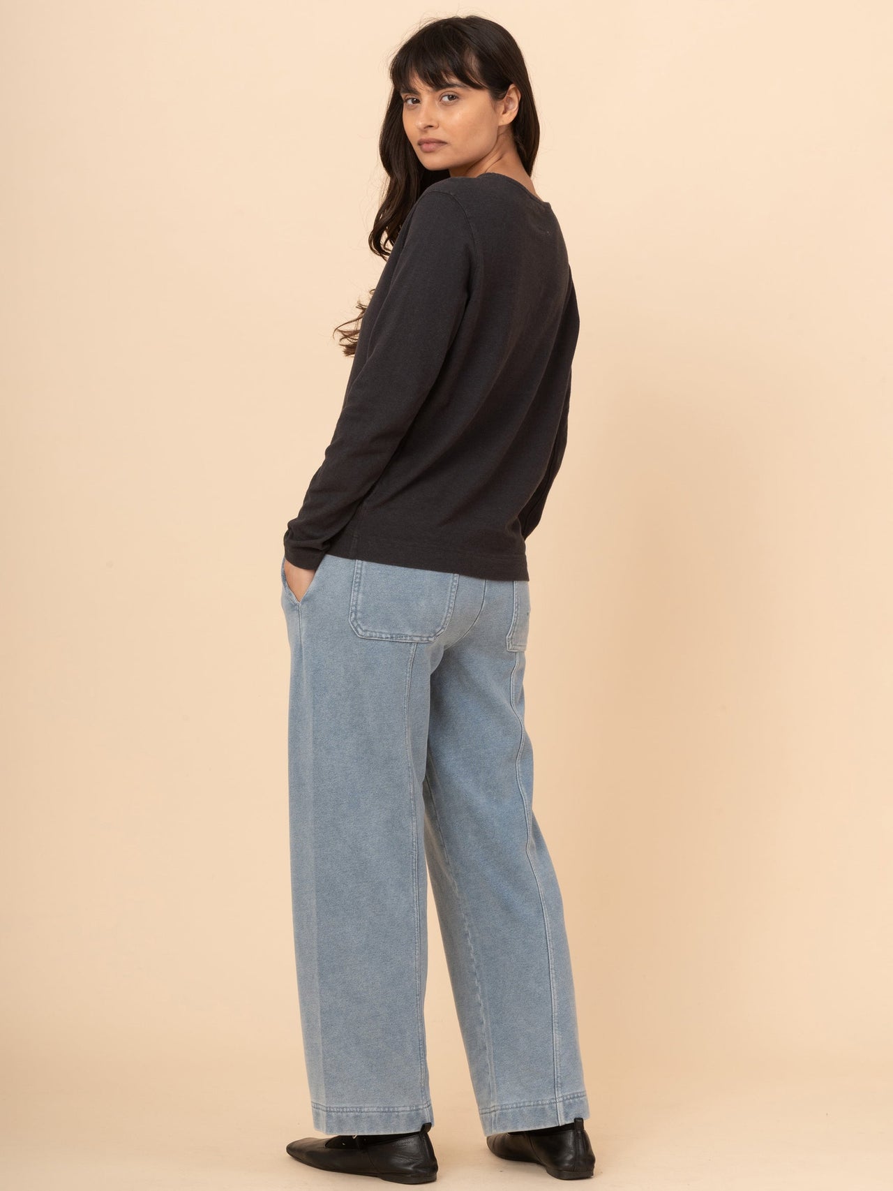 Gili - Waffle Cotton Side Panel Long Sleeve T-shirt