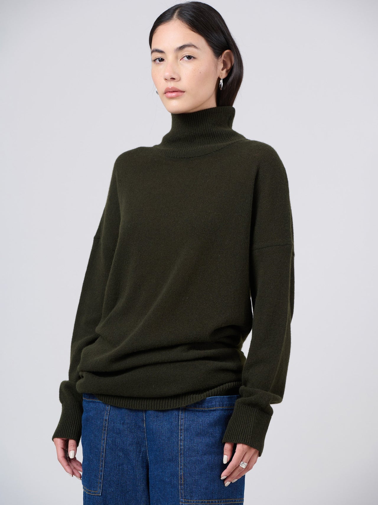 Robe oversize pure laine à col roulé
