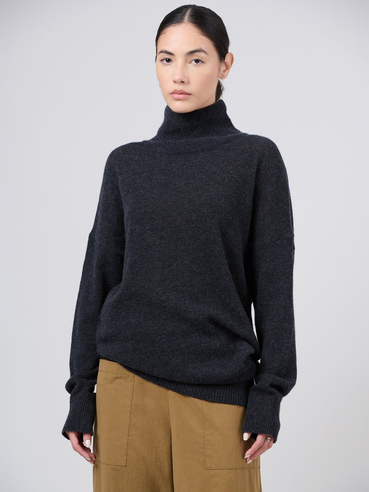 Pure wool oversized turtle neck dress