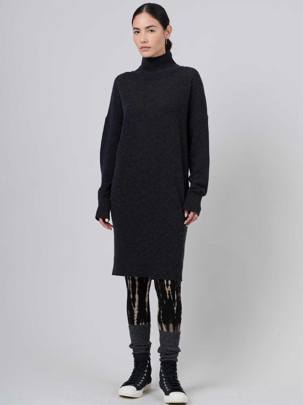 Pure wool oversized turtle neck dress