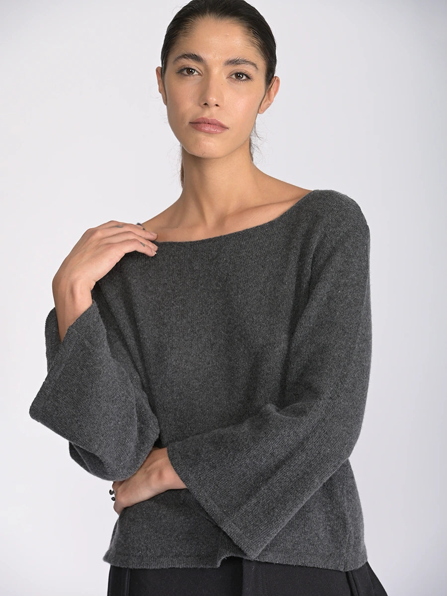 Merino wool blend flared sleeve sweater