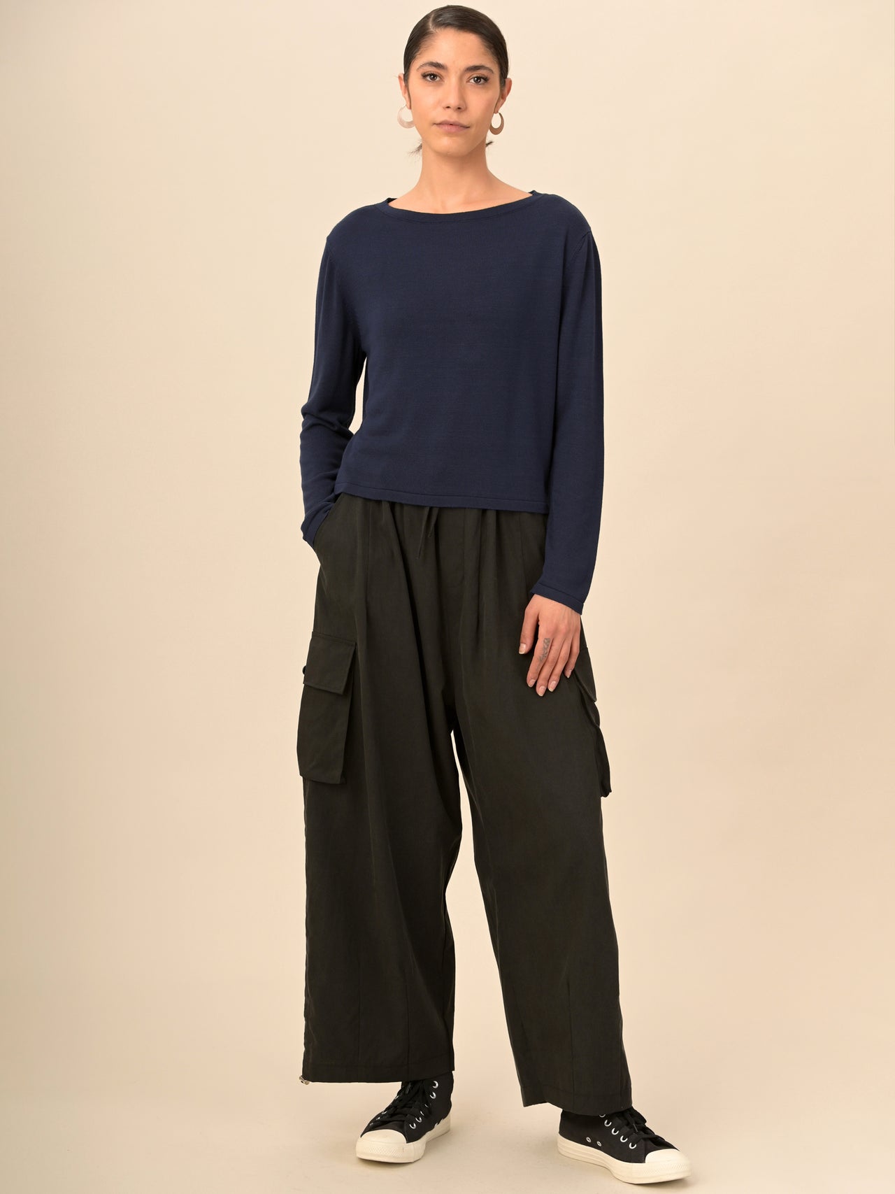 Pull boxy a col rond en bambou
