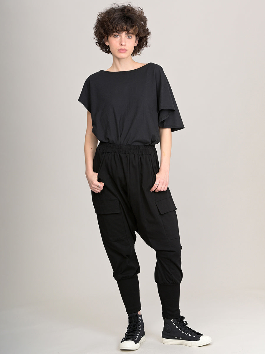 Mid Crotch Cotton Trousers with Side Pockets